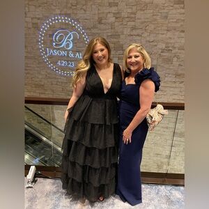 Mac Duggal Black Ruffle Tiered Dress